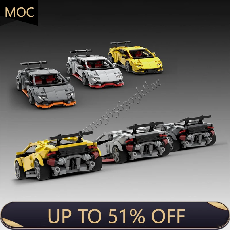 

381 PCS MOC Technology Three Kinds Colors Supercar Model Building Blocks Speed Vehicle Bricks Toys Kids Surprise Festival Gifts