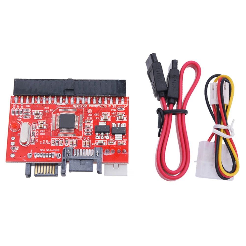 การ์ดอะแดปเตอร์ SATA เป็น IDE SSD Serial เพื่อแปลงไฟแบบขนานไปกับฮาร์ดไดรฟ์ SATA พร้อมสายเคเบิลข้อมูล7ขา SATA พร้อมสายไฟ IDE