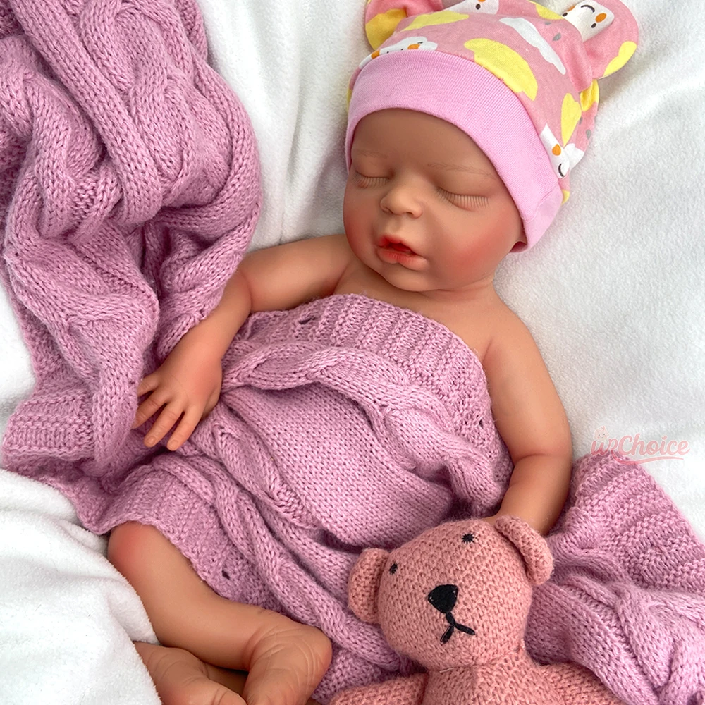 45cm 열린 입 소녀 가득 차있는 부드러운 실리콘 재태어난 아기 손으로 만든 생활적인 세부사항 불안 구제 크리스마스 선물을 위한 재생 인형