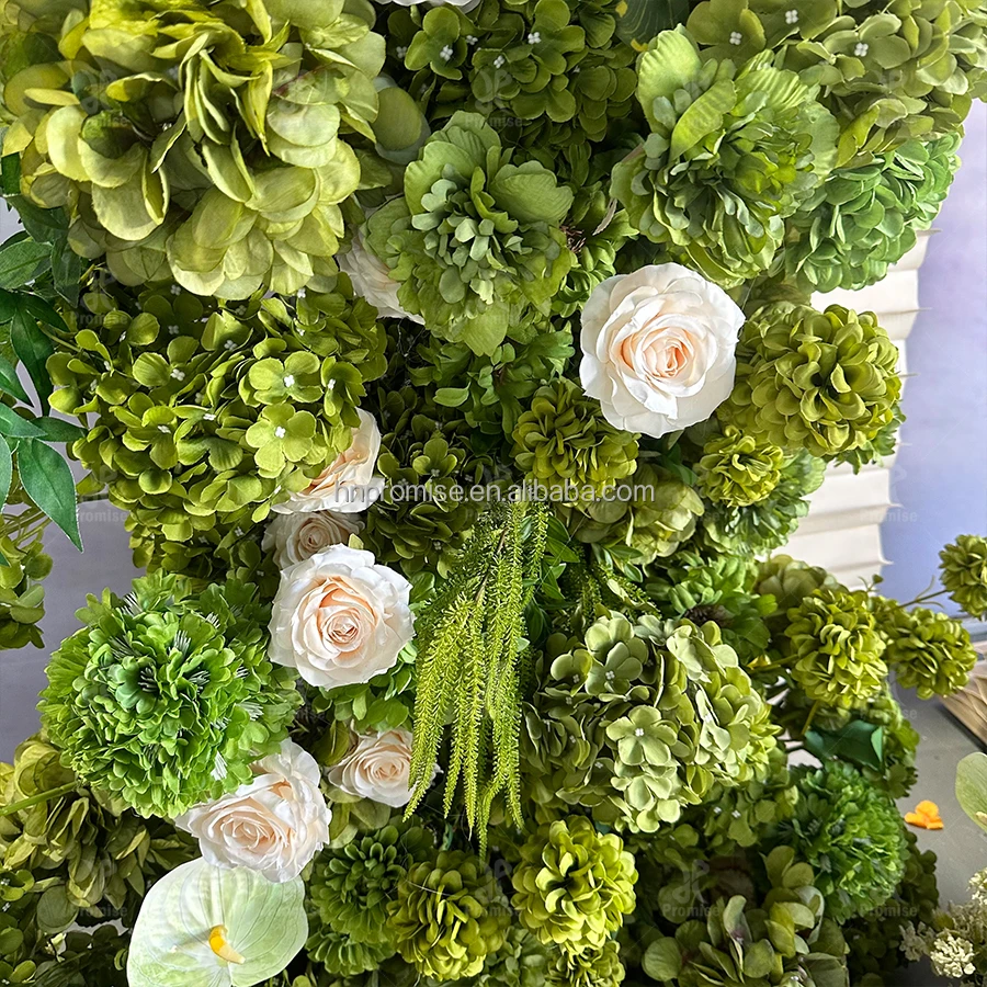 Green Artificial Rose Hydrangea Delicate Flower Arch Stage Decoration Wedding Props Baby Birthday Party