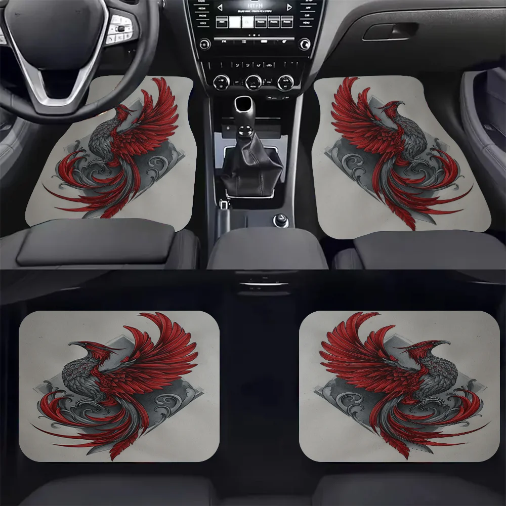 4pcs-Phoenix Rising, Printed Car Floor Mats - Stylish, Easy To Clean, Suitable For All Vehicles, Durable And Provide Lasting Pro