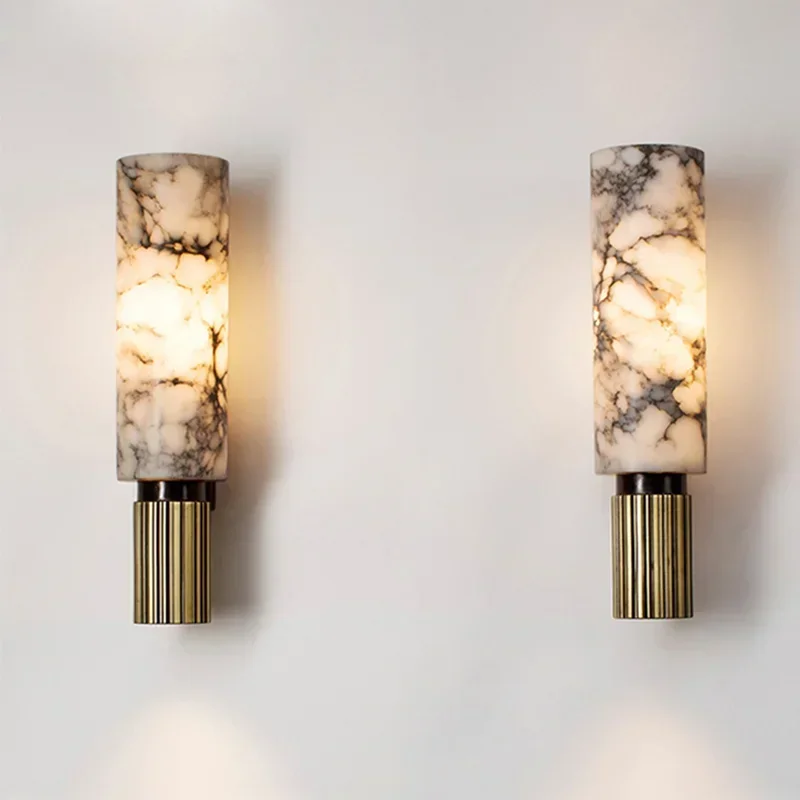 Modern Luxury Natural Marble Wall Lamp for Living Room Bedside Bedroom Decoration LED Light Fixtures Vintage Home-appliance image 4