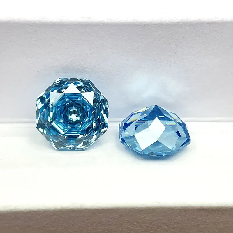 Cubic Zirconia Stone Octagon Rose Cut Ice Blue Color Loose Stones 6mm-12mm Used For DIY Charms Jewelry Making Main Materials