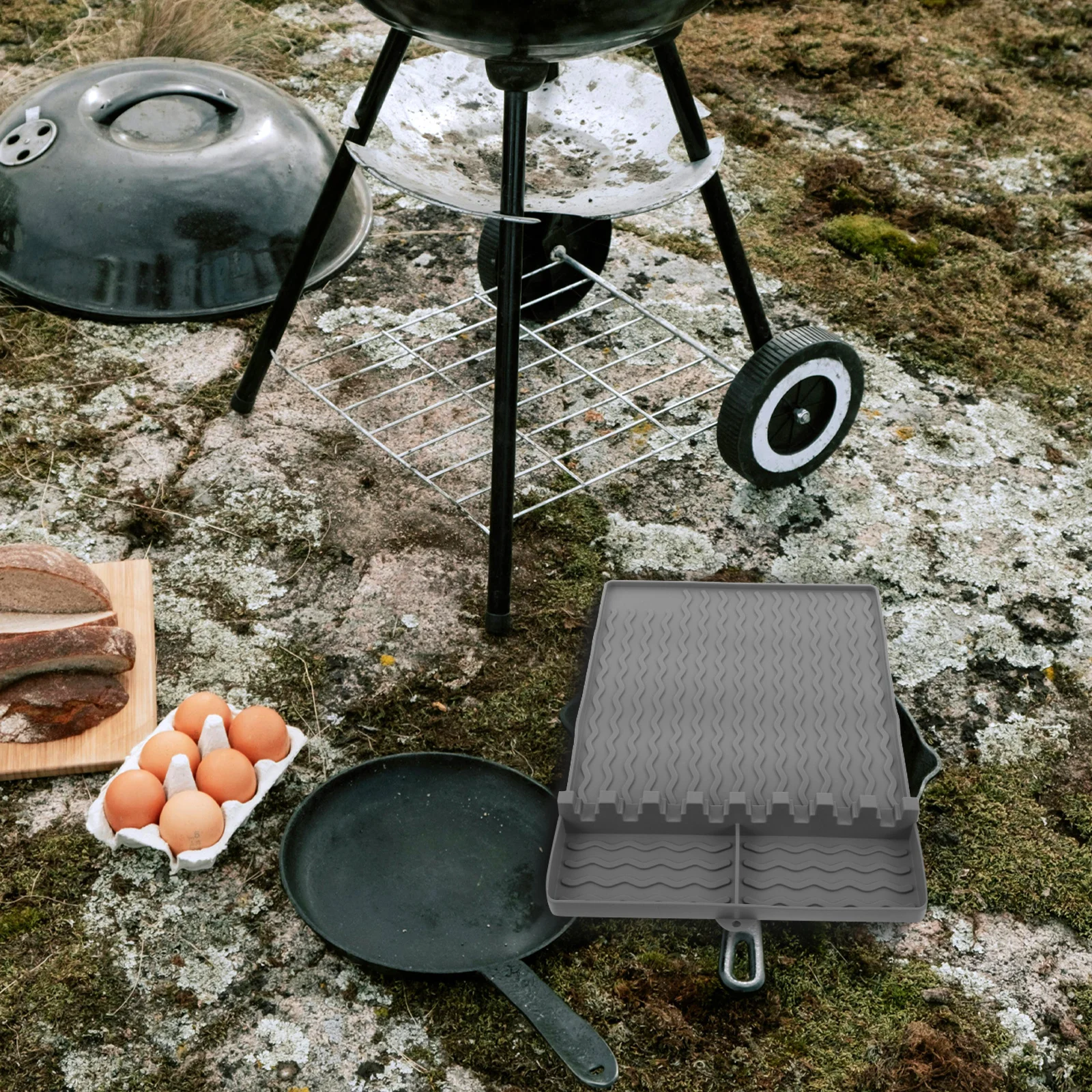 

Bbq Grill Side Shelf Mat Silicone Heat Resistant Non Slip Silicone Grill Pad Outdoor Counter Mat Bbq Tool Rest Organizer