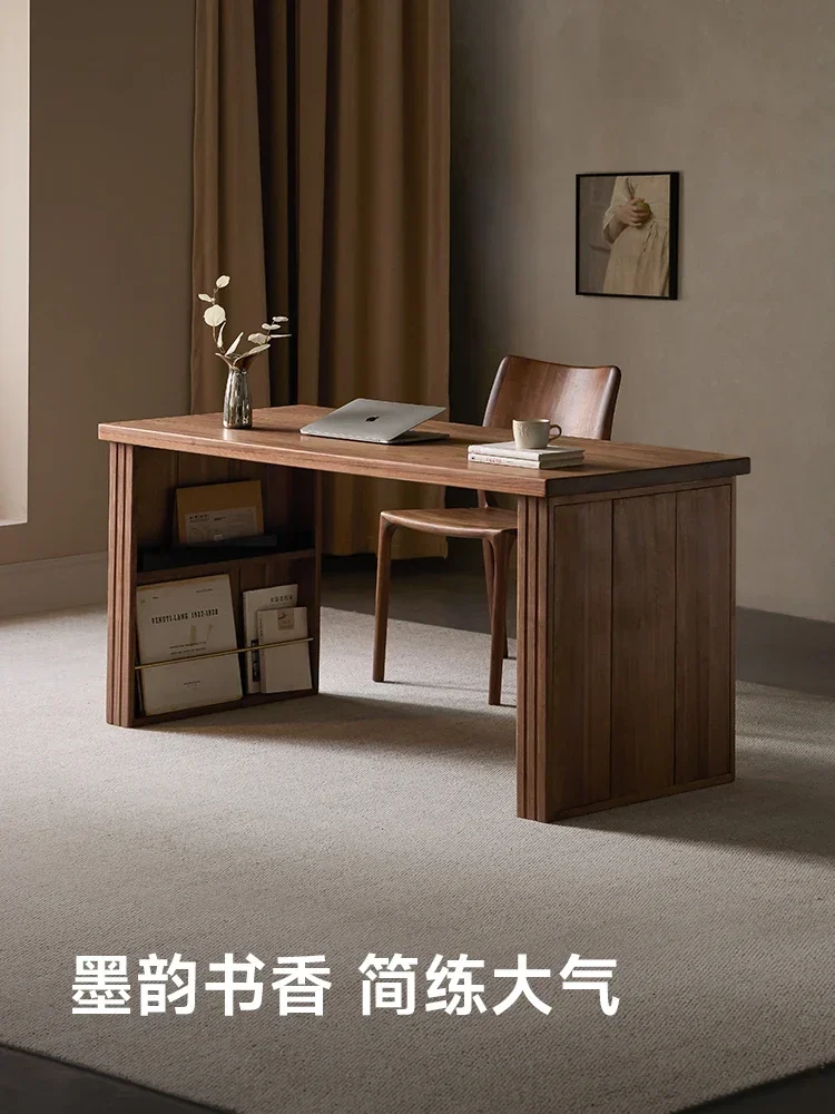 Solid wood desk North American black walnut workbench study bedroom living room computer desk