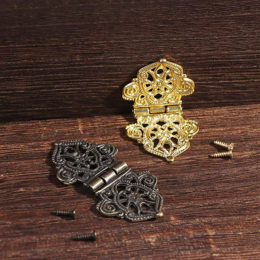 Cabinet Door Vintage Lace Mini Alloy Furniture Hardware Butt Hinges Hollow Flower Antique