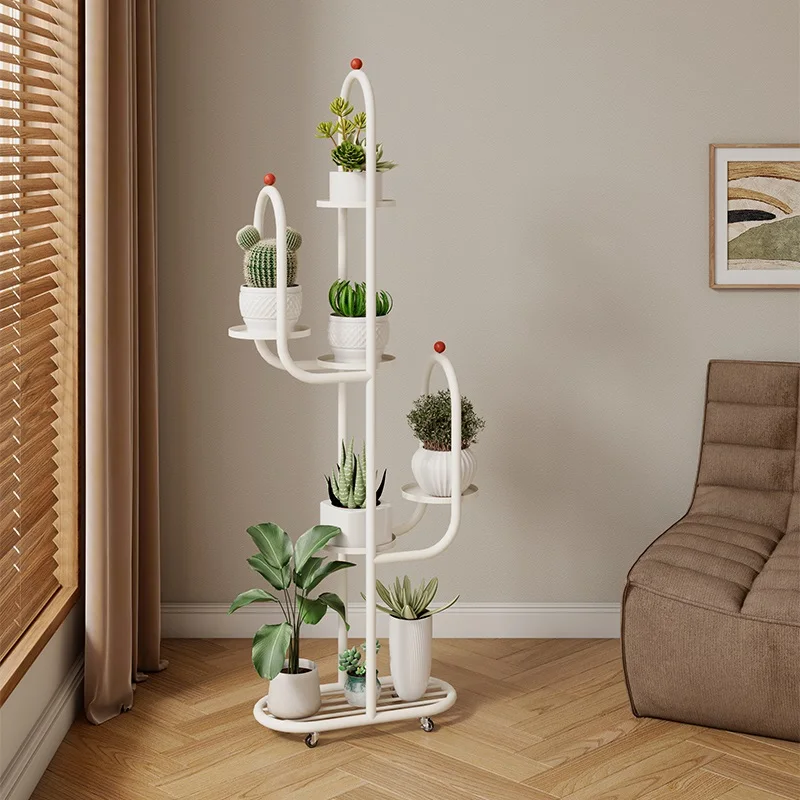

Nordic living room floor-to-ceiling flower stand multi-layer movable creative flower pot stand balcony succulent dill plant stor