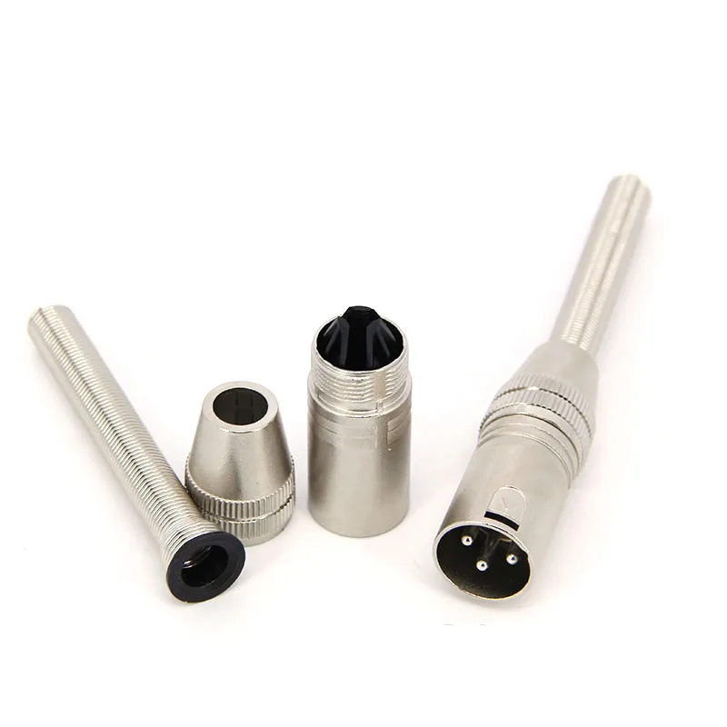 3-pin card smashing pin male female head XLR long balanced sound box microphone connector plug with spring k K5