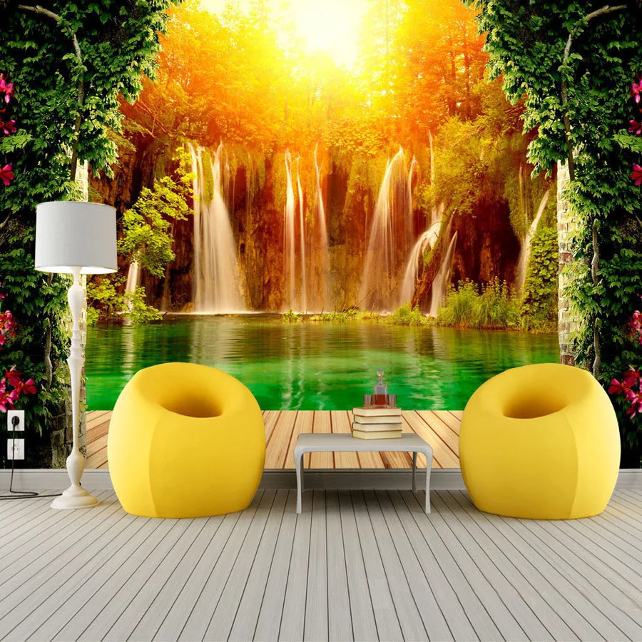 

Custom Large Size 3D Non-woven Photo Wallpaper Waterfall Natural Landscape Background Decor Living Room Bedroom Wall Mural Paper