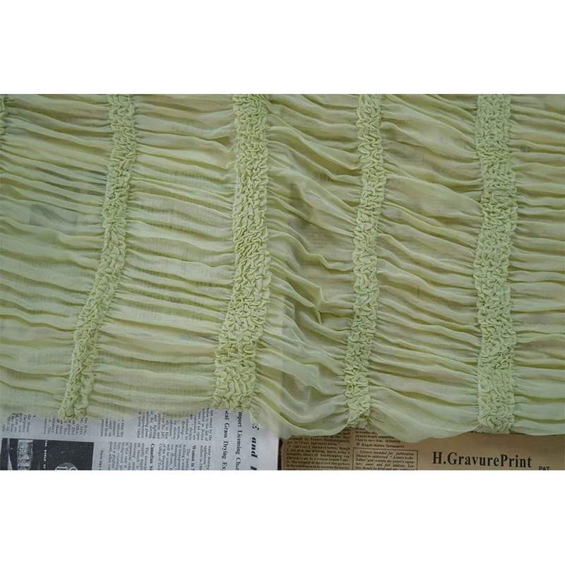 Tessuto chiffon bianco rosa con volant pieghettato ricamo squisito tessuto da sposa gonna in tessuto fascia per capelli