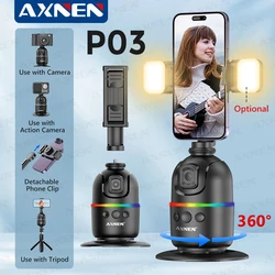 AXNEN P03 Gimbal Mobile Phone Stabilizer AI Face Tracking 360 Rotation Desktop Follow Selfie Stand for Iphone 15 Pro Max Android