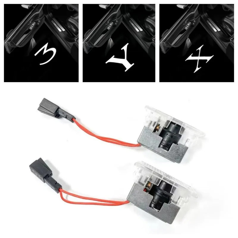 2pcs HD LED Car Door Badge Light Projector Courtesy Logo Lamps for Tesla Model 3 S X Y Car Goods Accessories Ghost Shadow Lamps