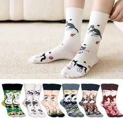 New Harajuk Women's Socks Autumn Novelty Animal Stocking Cute Funny Cartoon Fox Cat Panda Deer Fashion Colorful Girls Socks