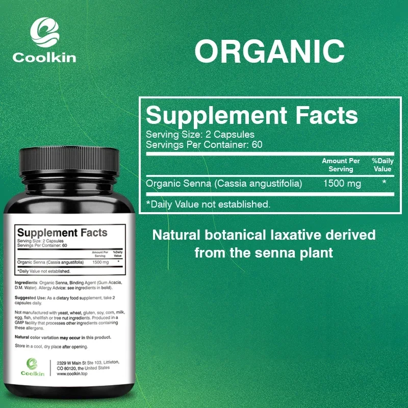 Senna Capsules - Reduce Bloating, Promotes Bowel Movements, Helps Maintain Gastrointestinal Health, Improves Immunity, Non-GMO