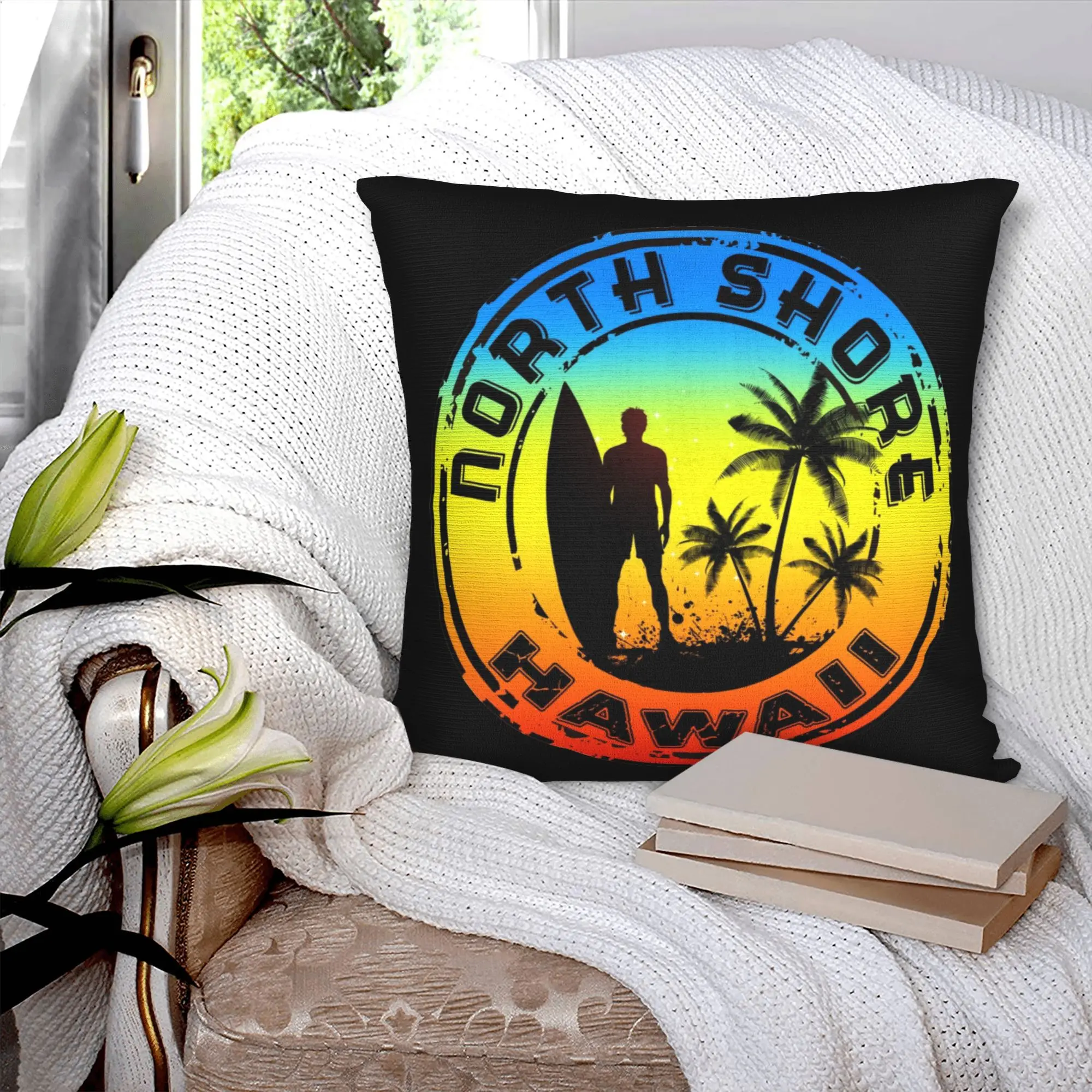 Summer Surfing North Shore Modern Throw Pillow Cover Decoration Beach Waves Surfer Car Cushion