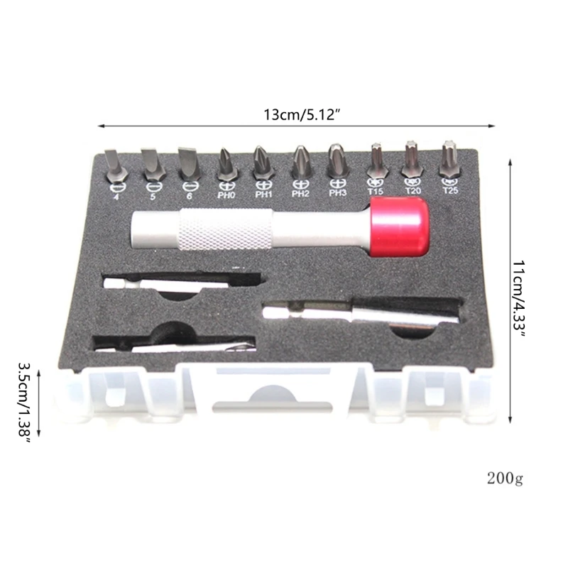 14Pcs Aluminium Screwdriver Handle Set Bit Connection Extension Conversion Tool Hand Drill Repair Set