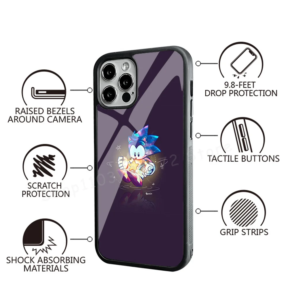 Sonics Cute H-Hedgehogs Phone Case Strong Magnetic For IPhone 15 14 13 Pro Max Mini Alex Mirror For Magsafe Wireless Charging