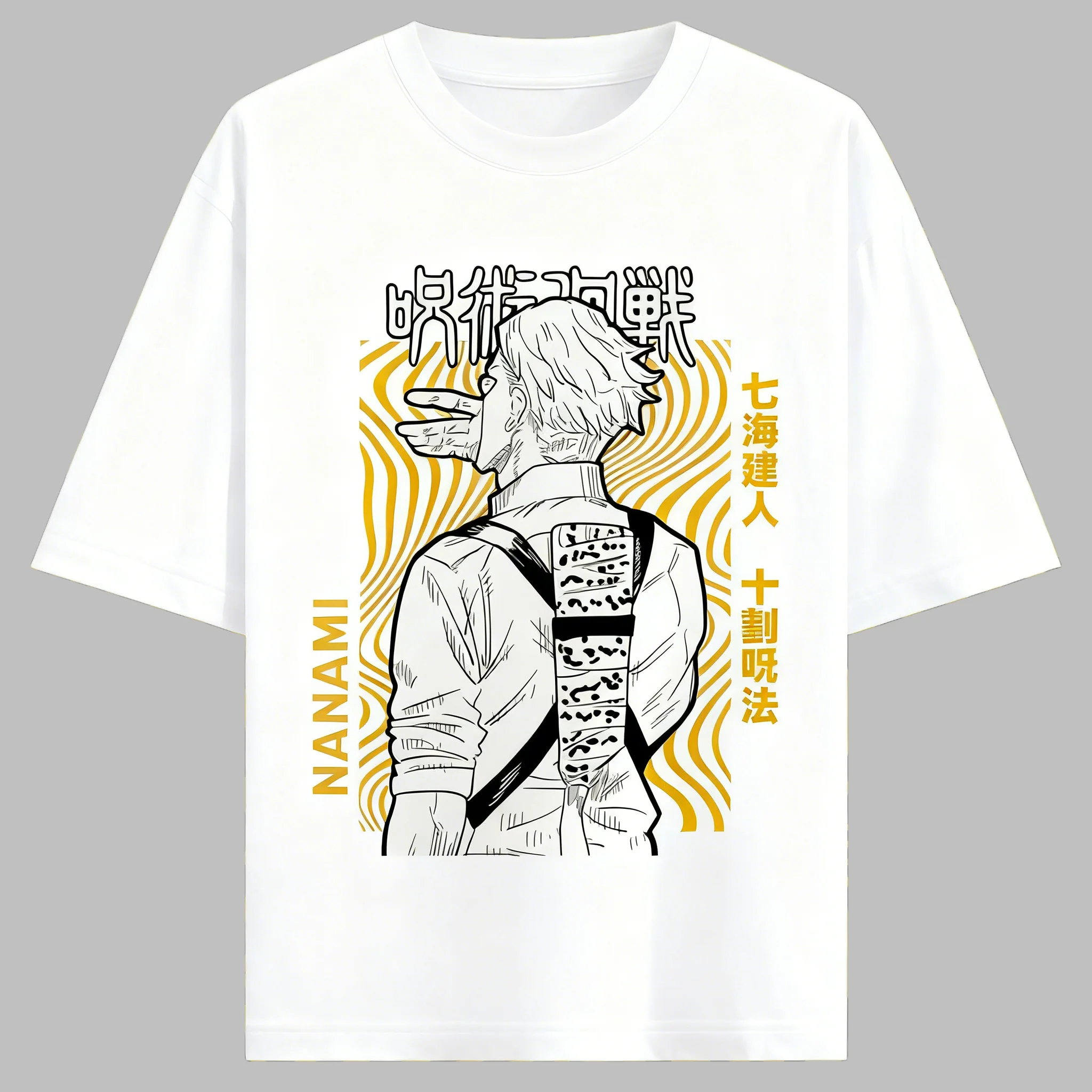 Jujutsu Kaisen Anime Nanami Kento Printing Cotton T-shirt Men and Women Harajuku Fashion Loose Summer Anime Peripheral Clothing