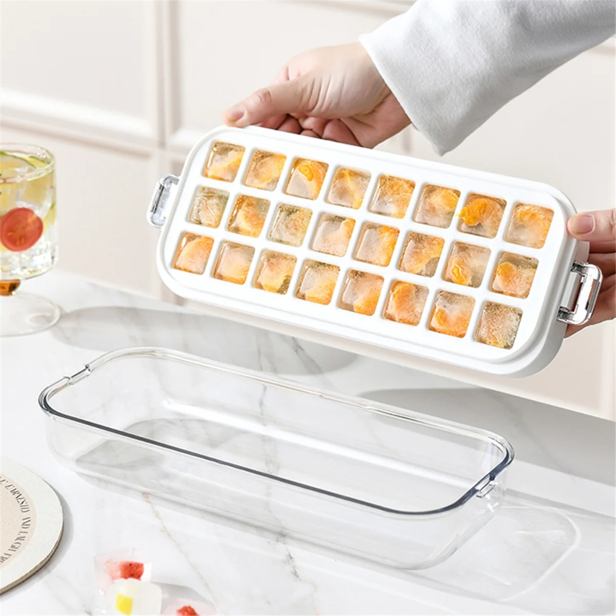 Y31A 24 molde para bandeja de hielo tipo rejilla, bandeja de silicona de calidad alimentaria, molde para hacer hielo DIY, bandeja para cubitos de hielo, B