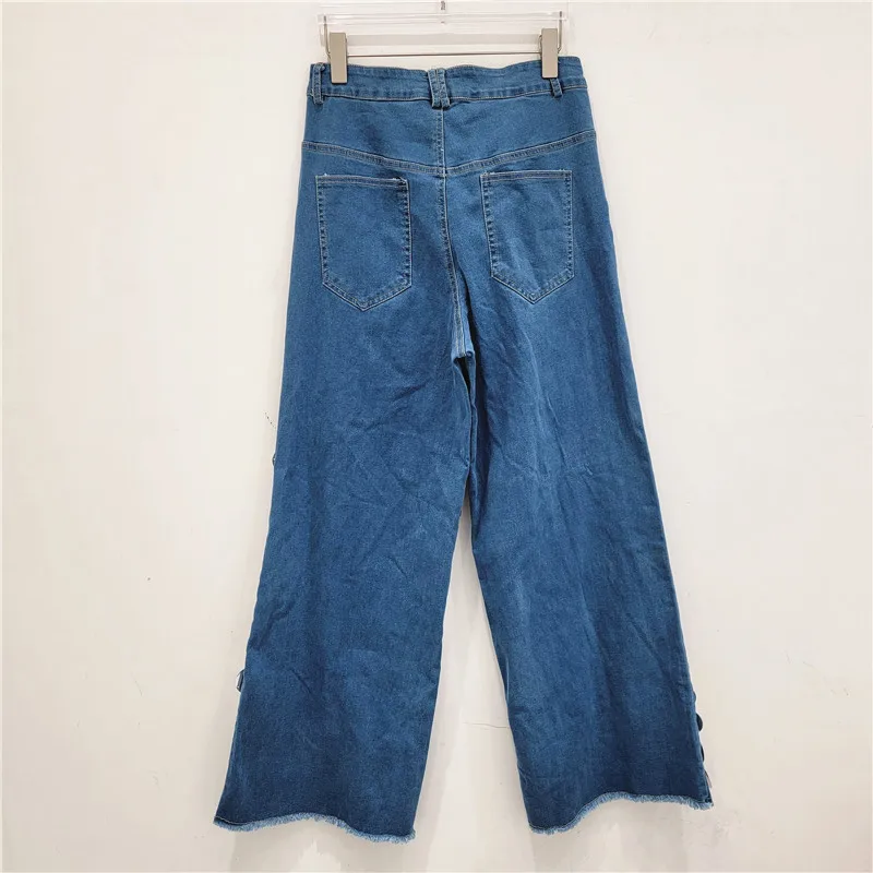 ANJY Spring Autumn New Women's Trendy Heavy Sequins Design Straight Denim Pants Washed Stylish High Street Slim Fit Jeans A24685