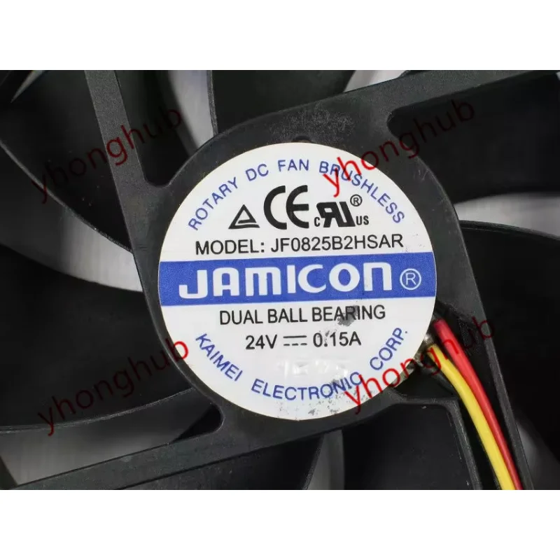 

JAMICON JF0825B2HSAR DC 24V 0.15A 80X80X25mm 3-Wire Server Cooling Fan