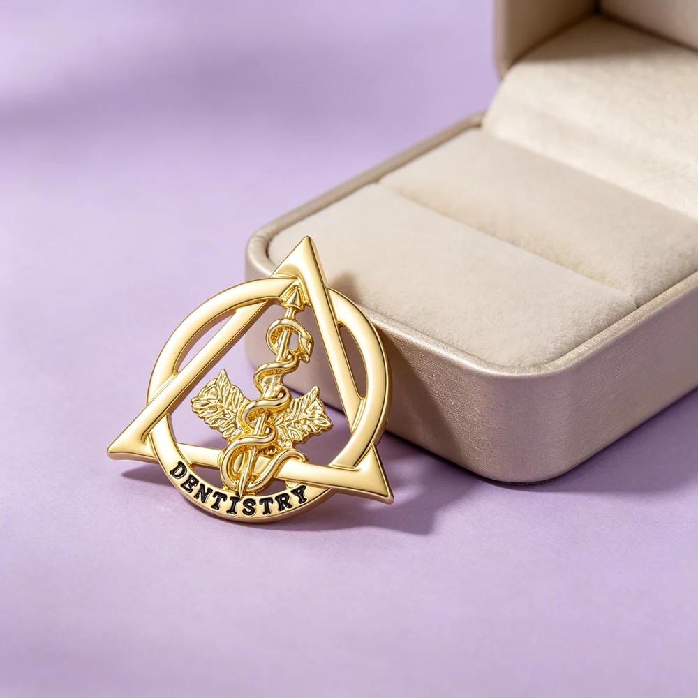 Harong Dental Snake Staff Medical Symbol Brooch Dental Medical Care Professional Badge Dental Student Graduation Jewelry