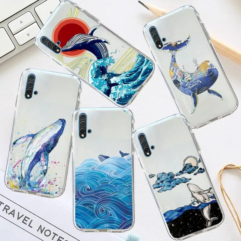 Ocean whale hand painted pattern Phone Case for Huawei honor P mate Y 30 40 20 50 8 70 10 9 a i x c pro lite prime smart