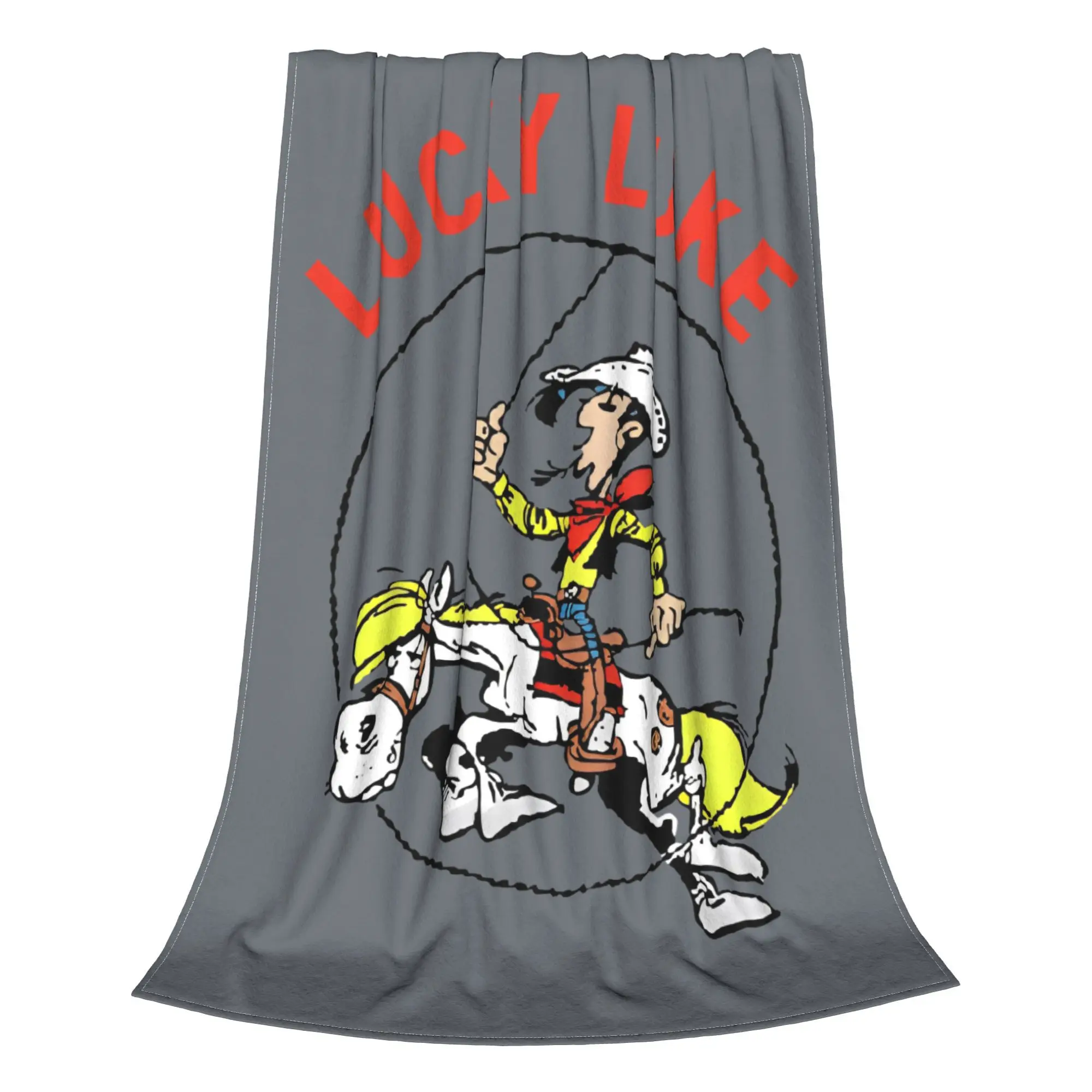 بطانية Lucky Luke Horse Jugper للأريكة ، بطانيات كرتونية مريحة لرعاة البقر ، متعددة الأحجام ، فائقة النعومة ، ممتعة