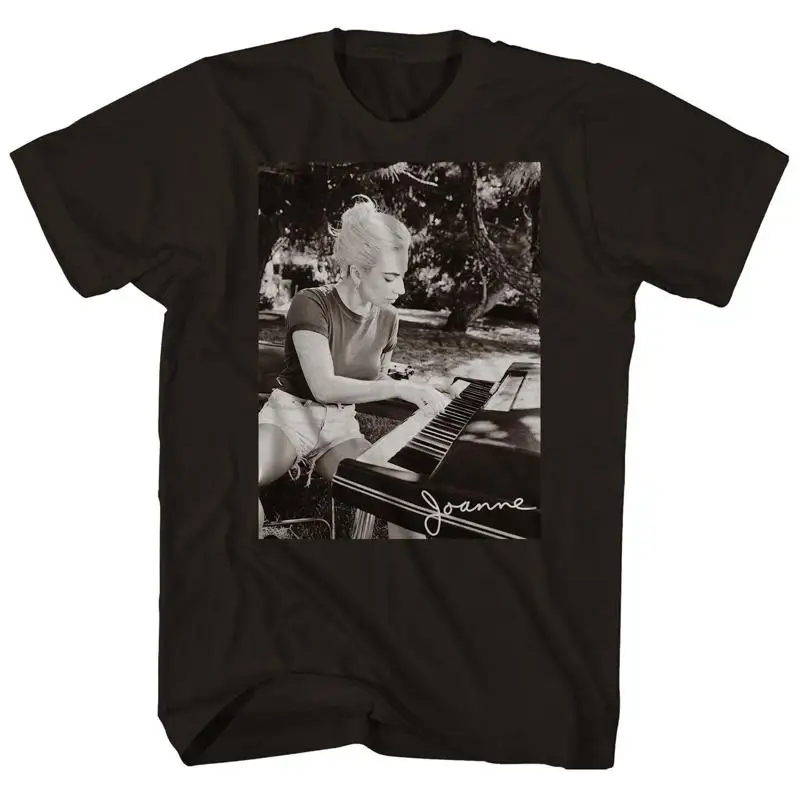 Authentic LADY GAGA Joanne Piano Photo Black T Shirt S XL NEW