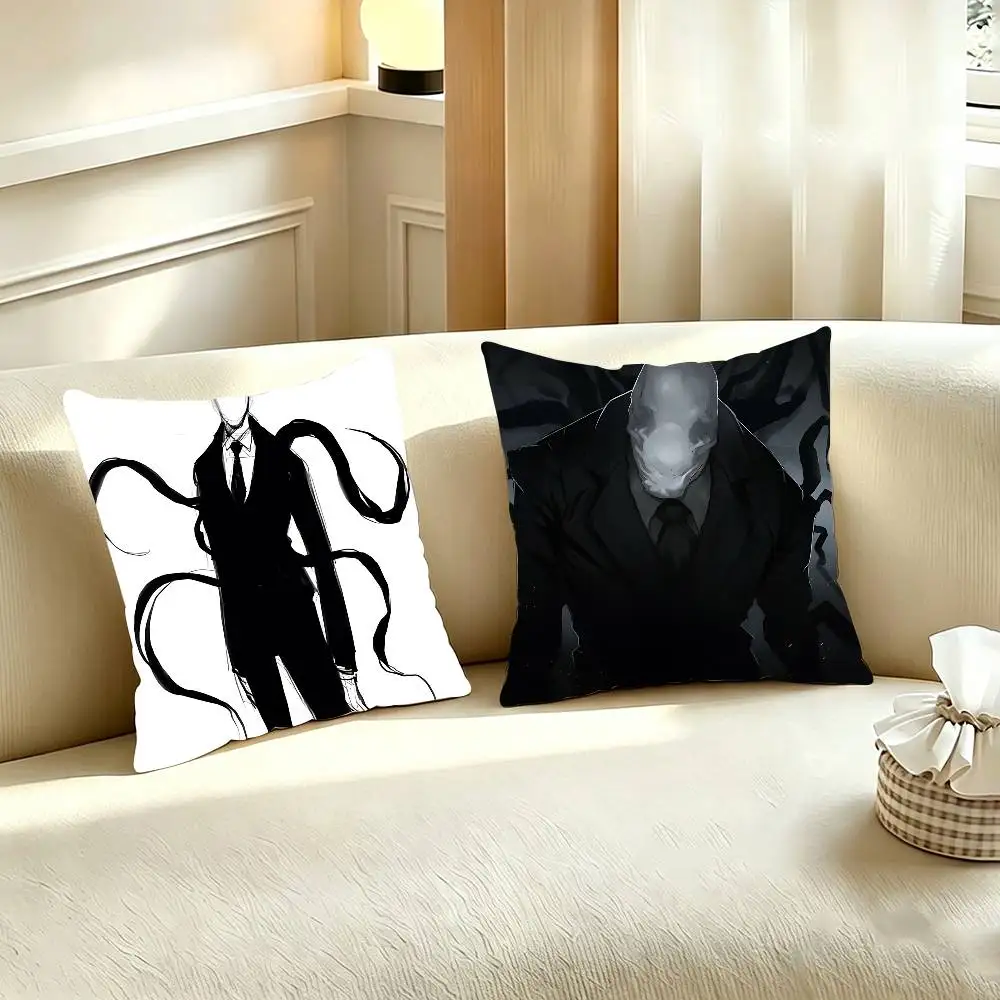 S-Slenderman Creepypasta Polyester Printed Pillow Cover Square 30 35 40 45 50 55 cm Soft for Sofa Bed Car Home Decor