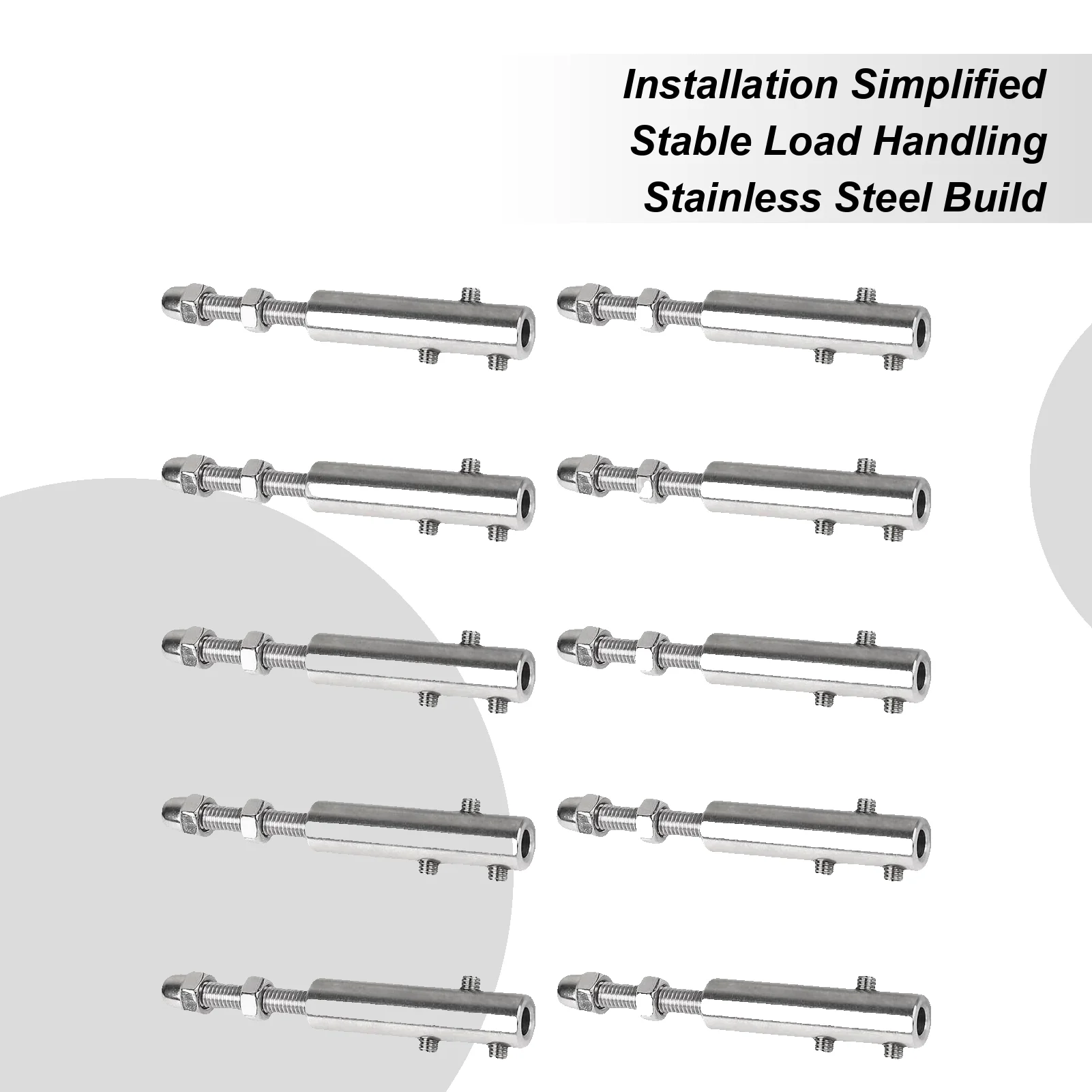 

Turnbuckle Tensioner Stainless Steel Turnbuckles 10 Piece Hardware Rope Kit Hook Heavy Duty For Light Garden Trellis Shade Sail
