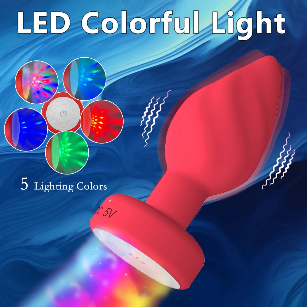 Portable LED Anal plug Vibrator Butt Plug 10 Vibration Ring Wireless Remote Prostate Massager Adult Sex Toys for Women Men Gay view 3