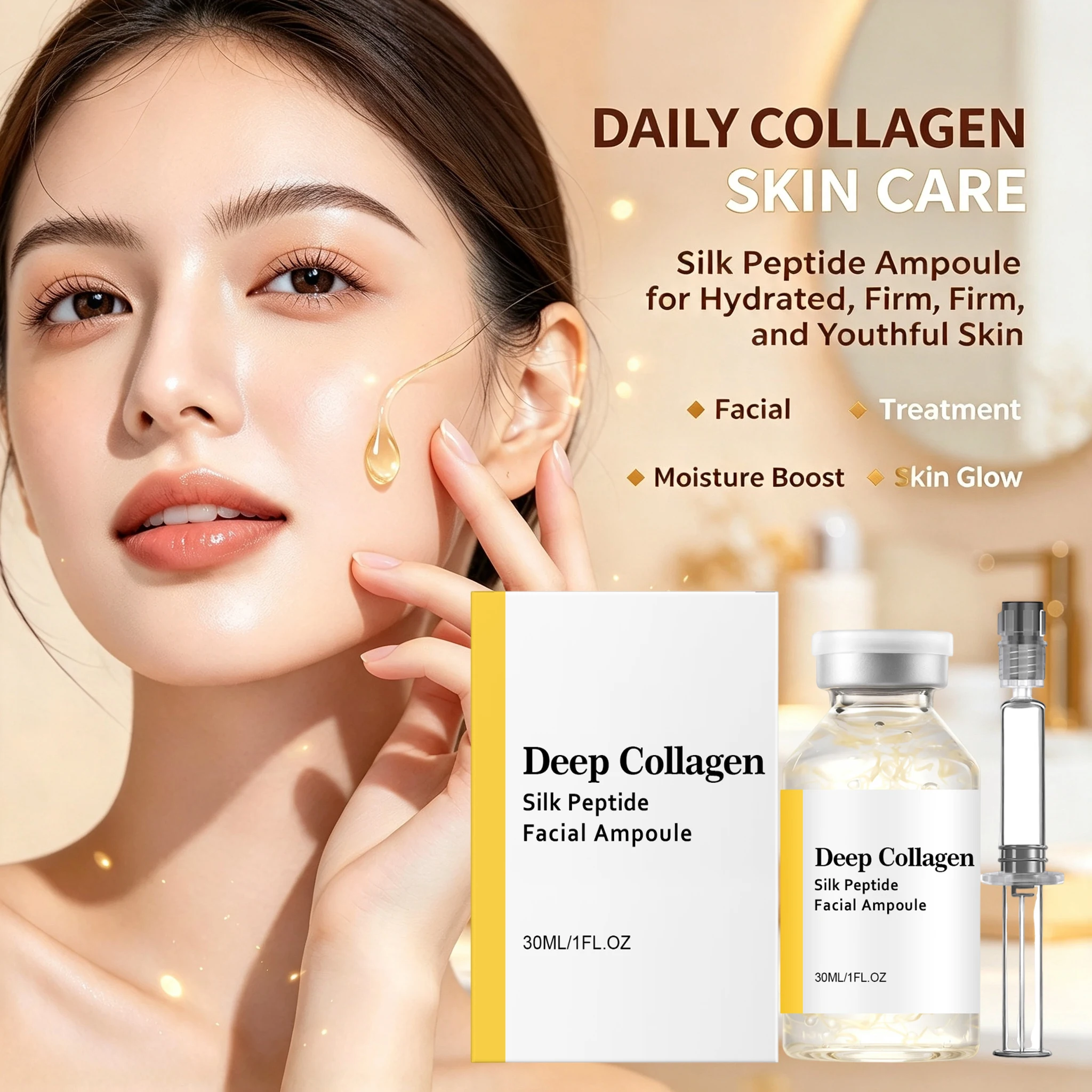 Peptide Intensive Lifting Ampoule Deep Collagen Face Firming Moisturizing Serum Glass Skin Tightening Hydration Korean Skincare