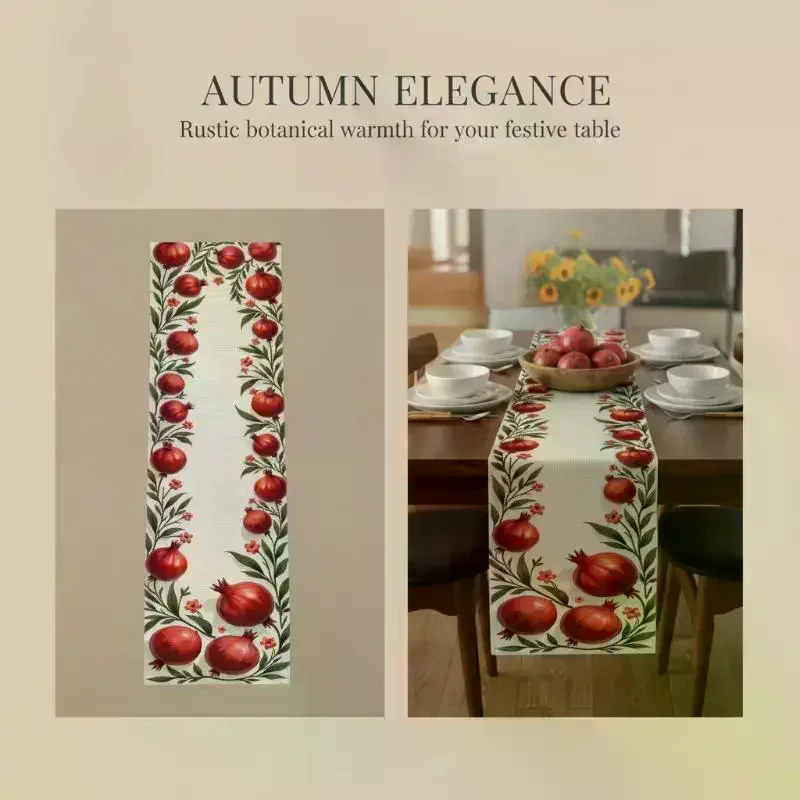 Happy Rosh Hashanah Pomegranate: Line Table Runner Jewish Holiday Reusable Kitchen Dining Shana Tova