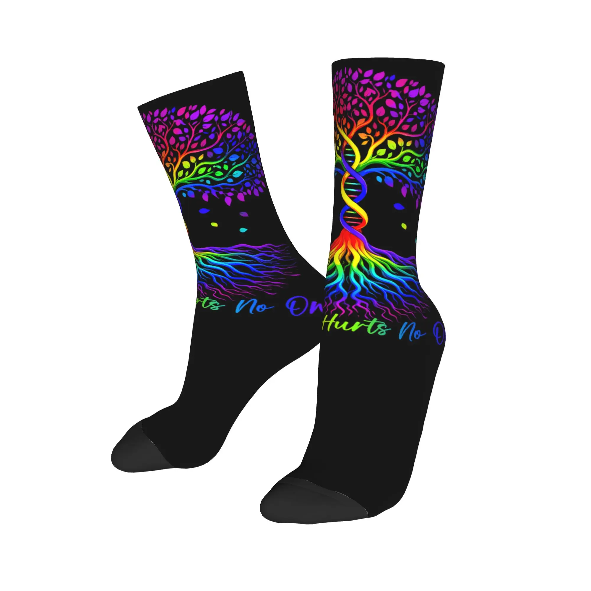 Happy Funny Men's Socks Harajuku Tree Life Rainbow LGBT Gay Pride Flag Ally Sock Polyester  Skateboard Women Socks Spring Summer