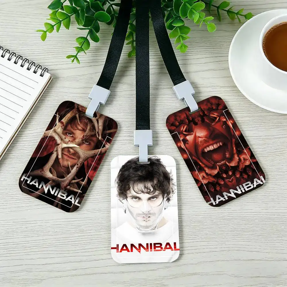 

Черные держатели для карт с изображением Ханнибала из телесериала ужасов, для студенческих карт питания и удостоверений личности, для школы.