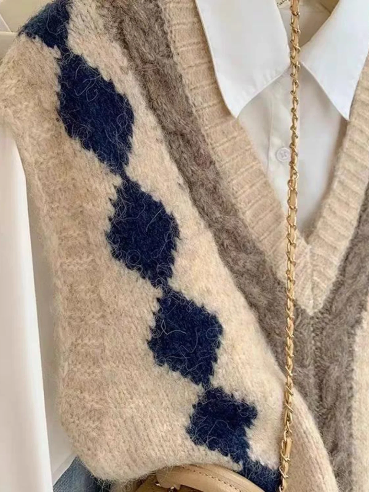 Women's Knitted V-Ne Sweater Vest Svel Autumn Winter Spring Faion College Sle No- Sve Yarn Vest Warm Outerwear