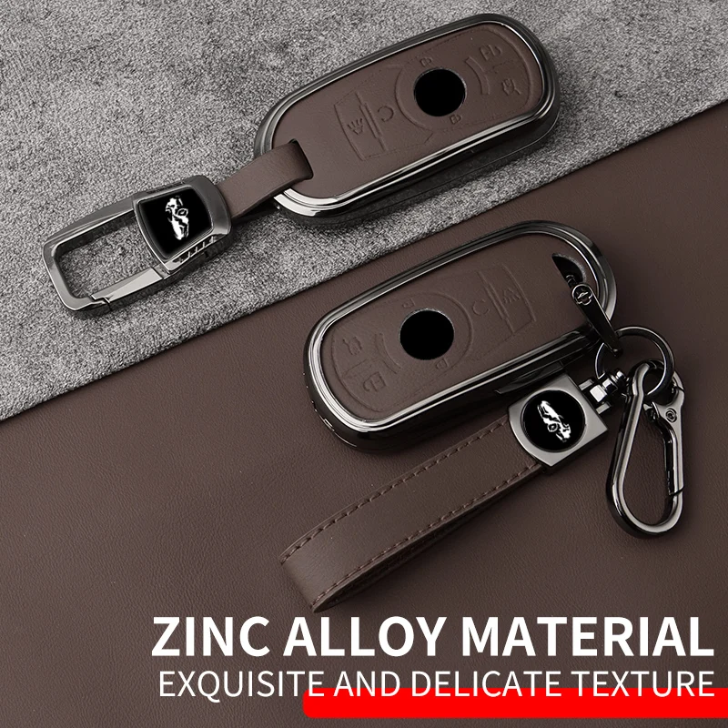 Metal Leather Car Key Case Cover For Buick Encore Envision Excelle Lacrosse Regal Verano GX GL6 Protected Shell Fob Accessories
