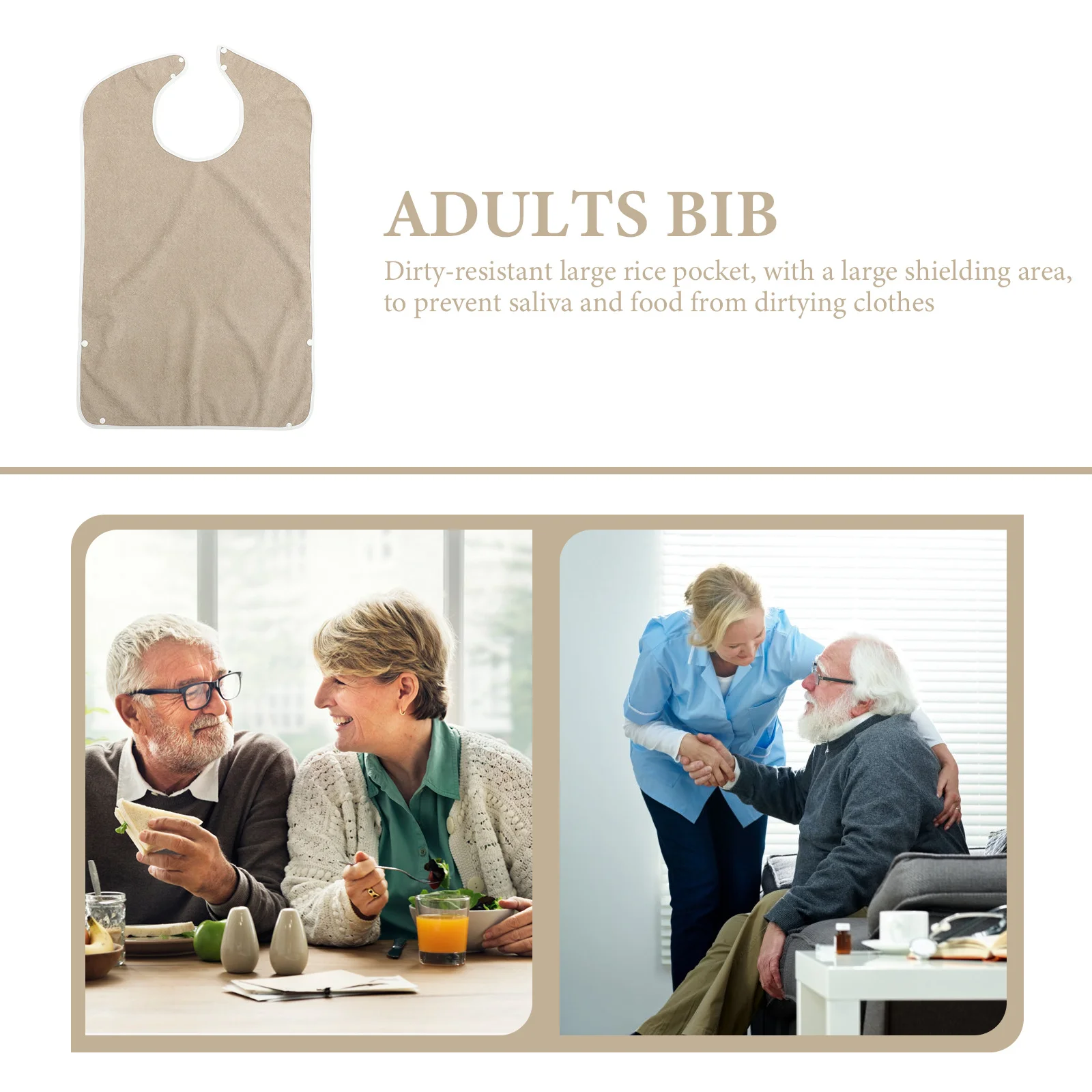 

Waterproof Adults Bib Comfortable Eating Apron Washable Protective Elderly Clothing Protector Reusable Meal Bib for Seniors