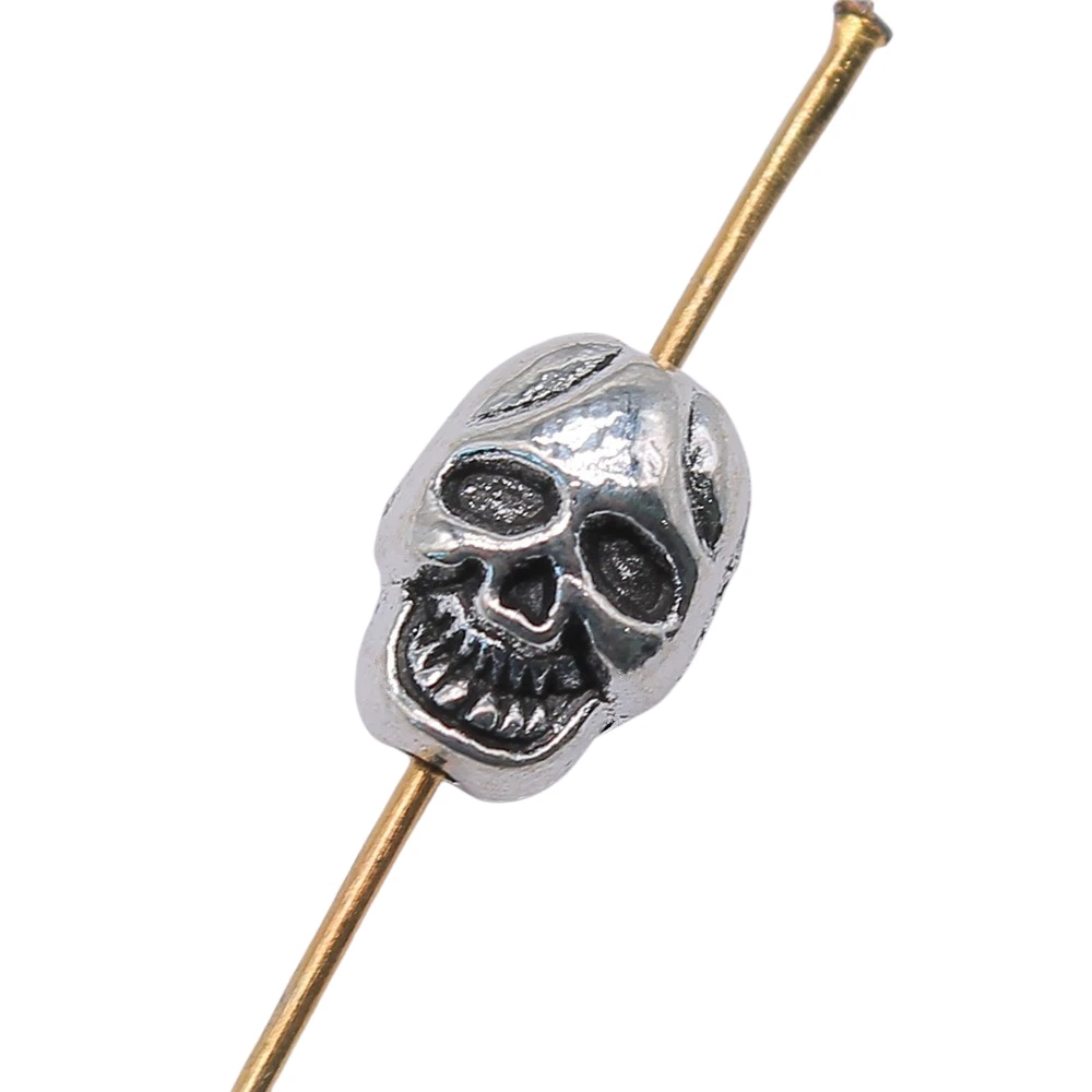 WYSIWYG 10pcs 10x7x6mm Double-Sided Skull Small Hole Beads Spacers Beads 2 Colors For DIY Bracelet Making