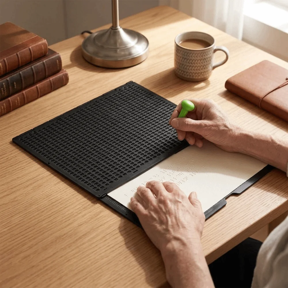 27 Lines 30 Cells Black Braille Writing Slate Thickened Structure Portable Size Braille Writing Tool Sturdy Build