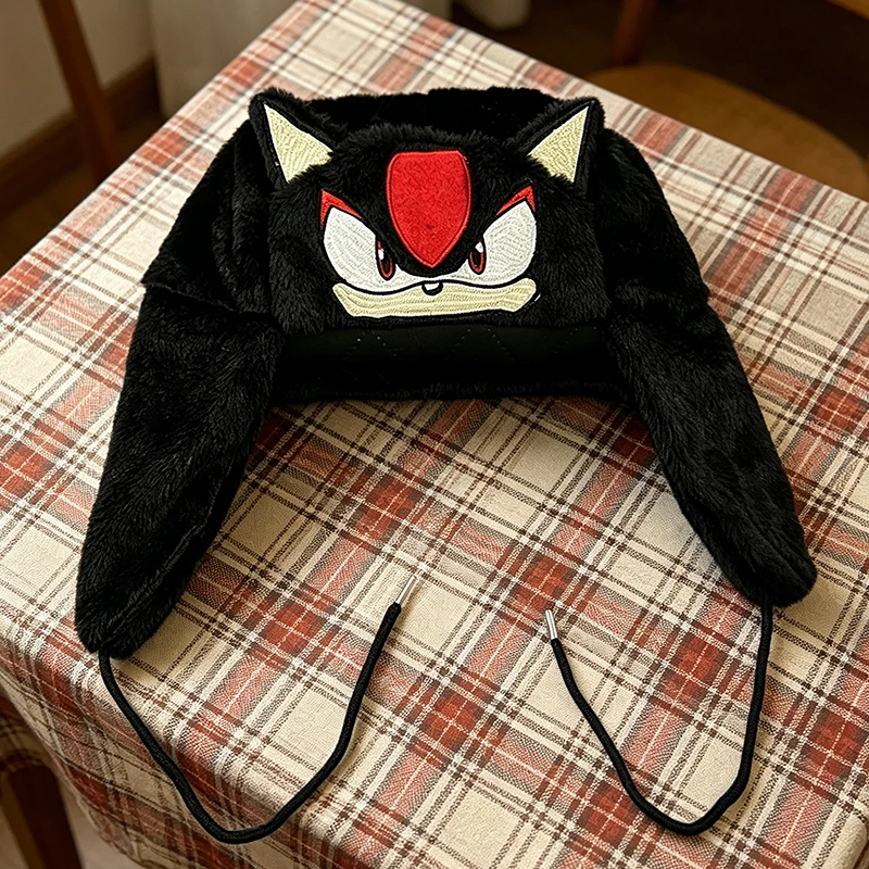 chapeu-de-pelucia-preto-divertido-e-engracado-com-bordado-de-desenho-animado-estilo-lei-feng-a-prova-de-vento-com-protecao-para-as-orelhas-e-capuz-com-cordao