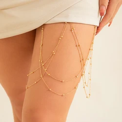 Ingemark Kpop White Elastic Band Tassel Beads Leg Thigh Chain for Women Bikini Summer Festival Body Jewelry Wed Accessories New