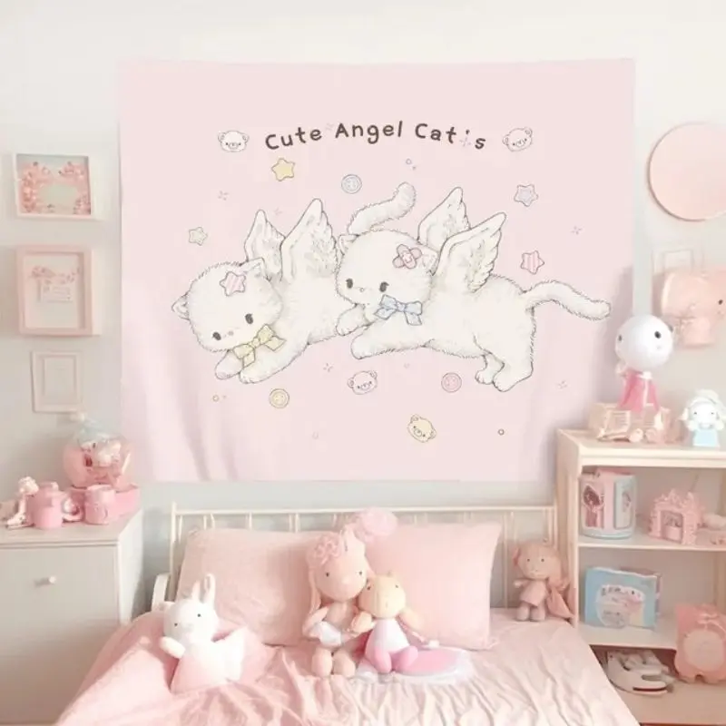 VIKAMA Japanese Cute Soft Cartoon Wall Hanging Girl Bedroom Dormitory Sweet Wind Room, Photo Background Decoration