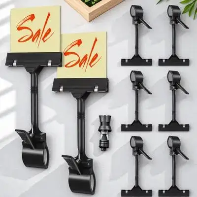 10Pcs Sturdy Rotatable Plastic Sign Clip Price Tags Holder Advertising Display Clip for Shop Shelf Signage Promotions Sign