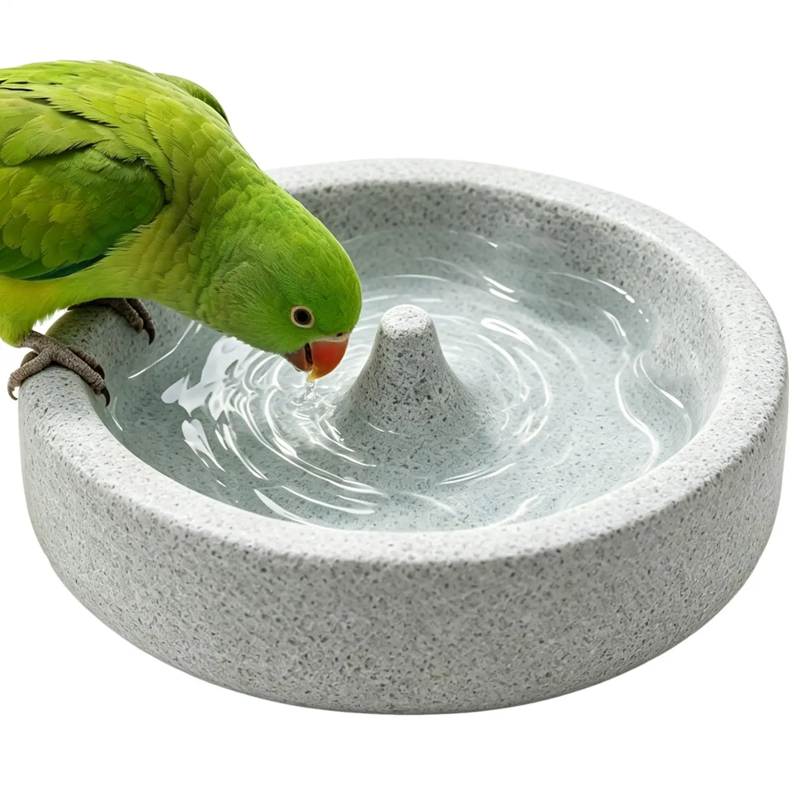 Pumice Stone Bird Cage Feeder, Natural Pumice Bird Water Basin Food Feeder Water Grinder Beak Mosquito Shape Bird Basin Supply