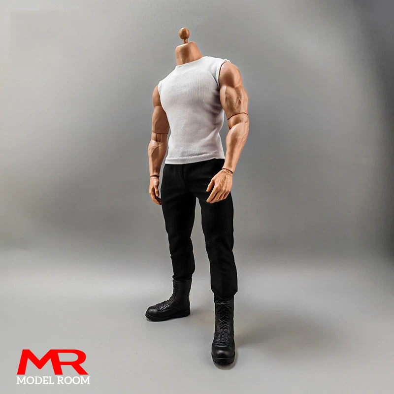 1/6 Scale Male Sleeveless T-shirt Top Clothes Model Fit 12'' AT027 Soldier Strong Muscle Action Figure Body Dolls