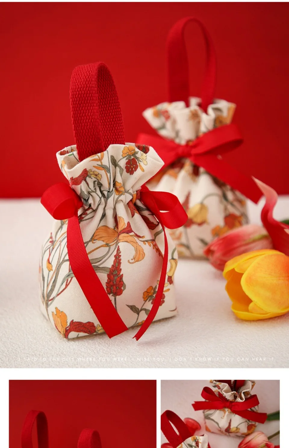 10/20/30Pcs Neue Weihnachten Süßigkeiten Taschen Tragbare Leinwand Geschenk Tasche Party Hochzeit Goodie Verpackung Box Rot handheld Geschenk Lagerung Taschen – Detail 1