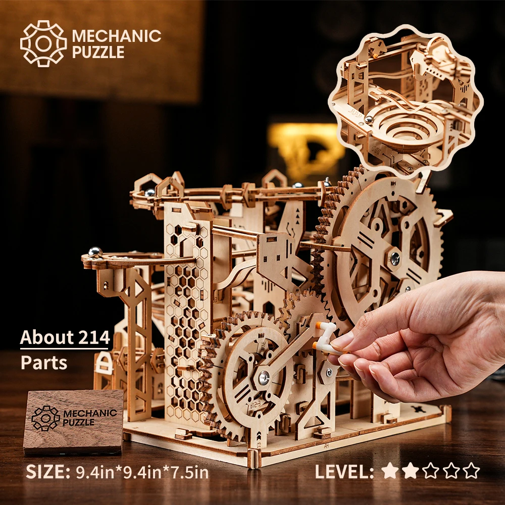 3D Wooden Puzzle DIY High Complexity Marble Run Puzzle Set Party Games for Teens Building Block Model Toys Best Gift For Kids