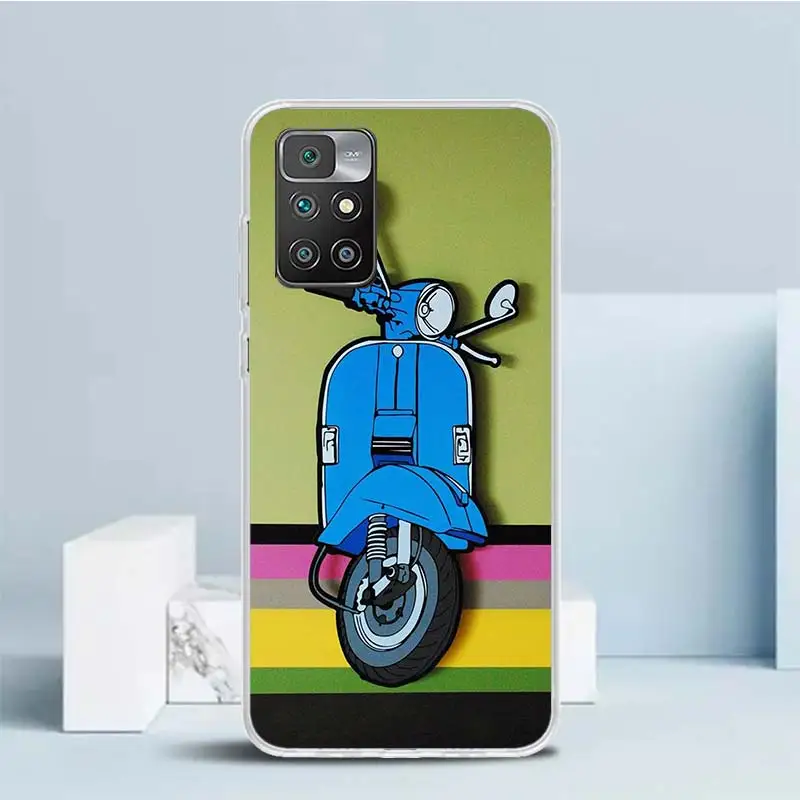 Vespa Scooter Motorcycle Soft Cover for Redmi 12 12C 10 10A 10C 9 9A 9C 9T Print Phone Case 8 8A 7 7A K20 6 Pro 6A S2 K40 Patter